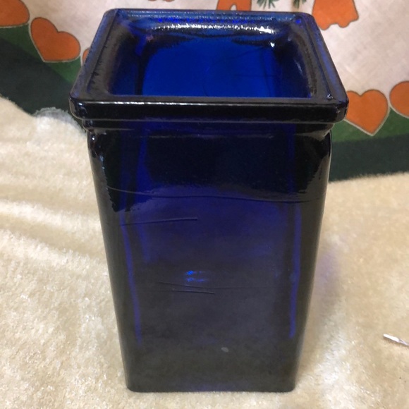 Handmade Cobalt Blue Glass Utensil Crock 8.5”x5” - Picture 2 of 8